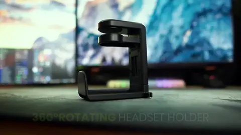 360° Swivel Headphone Stand Desktop Organizer for Gaming Headsets Stand Adjustable Clamp-on Headphone Holder Cable Clip Organizer- Space-Saving