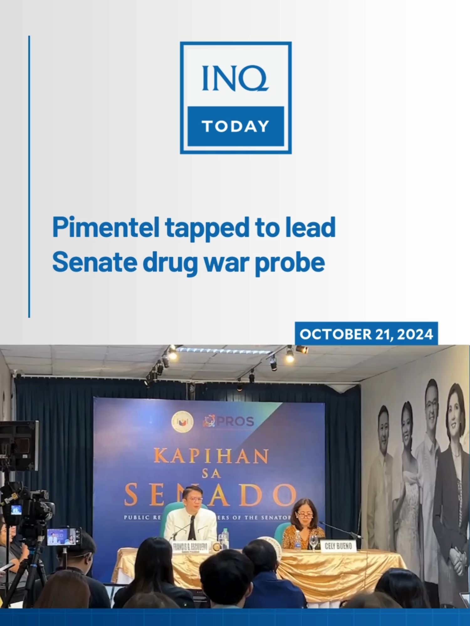 Senate President Francis “Chiz” Escudero announces that he had tapped Senate Minority Leader Aquilino “Koko” Pimentel III to lead the Senate inquiry into the drug war killings under former President Rodrigo Duterte’s administration. #TikTokNews #SocialNews #NewsPH #inquirerdotnet