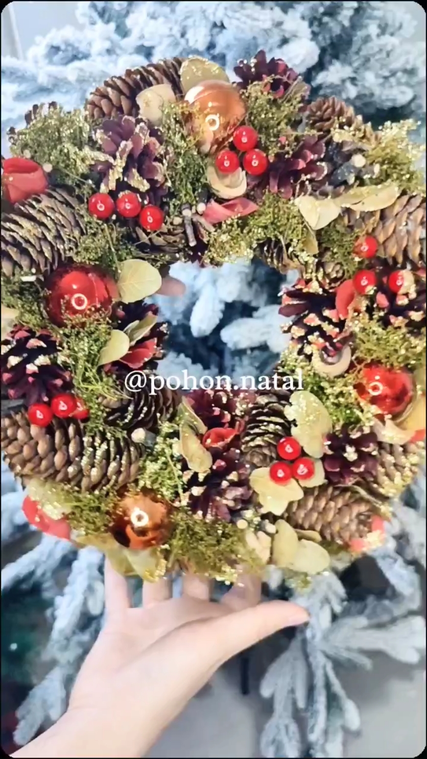 #naturalwreathpine #wreath #wreathflowerpintu #wreathflowerpintudinding #pohondotnatal #dekorasinatal #christmasdecor #pohonnatal #natal #christmas 