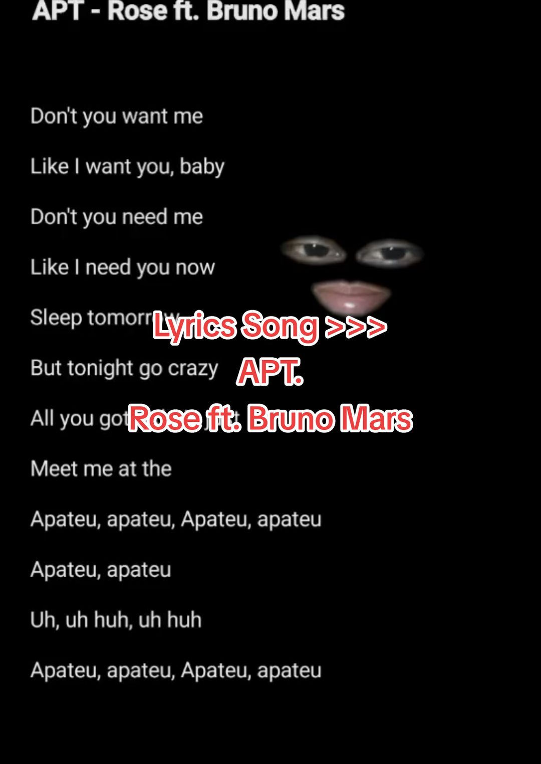 🎵 APT. - Rose ft. Bruno Mars #song #lyrics #apt #roses_are_rosie #brunomars #liriklagu #lyrics_song #lyrics🎶 #viral #fyp #4u 