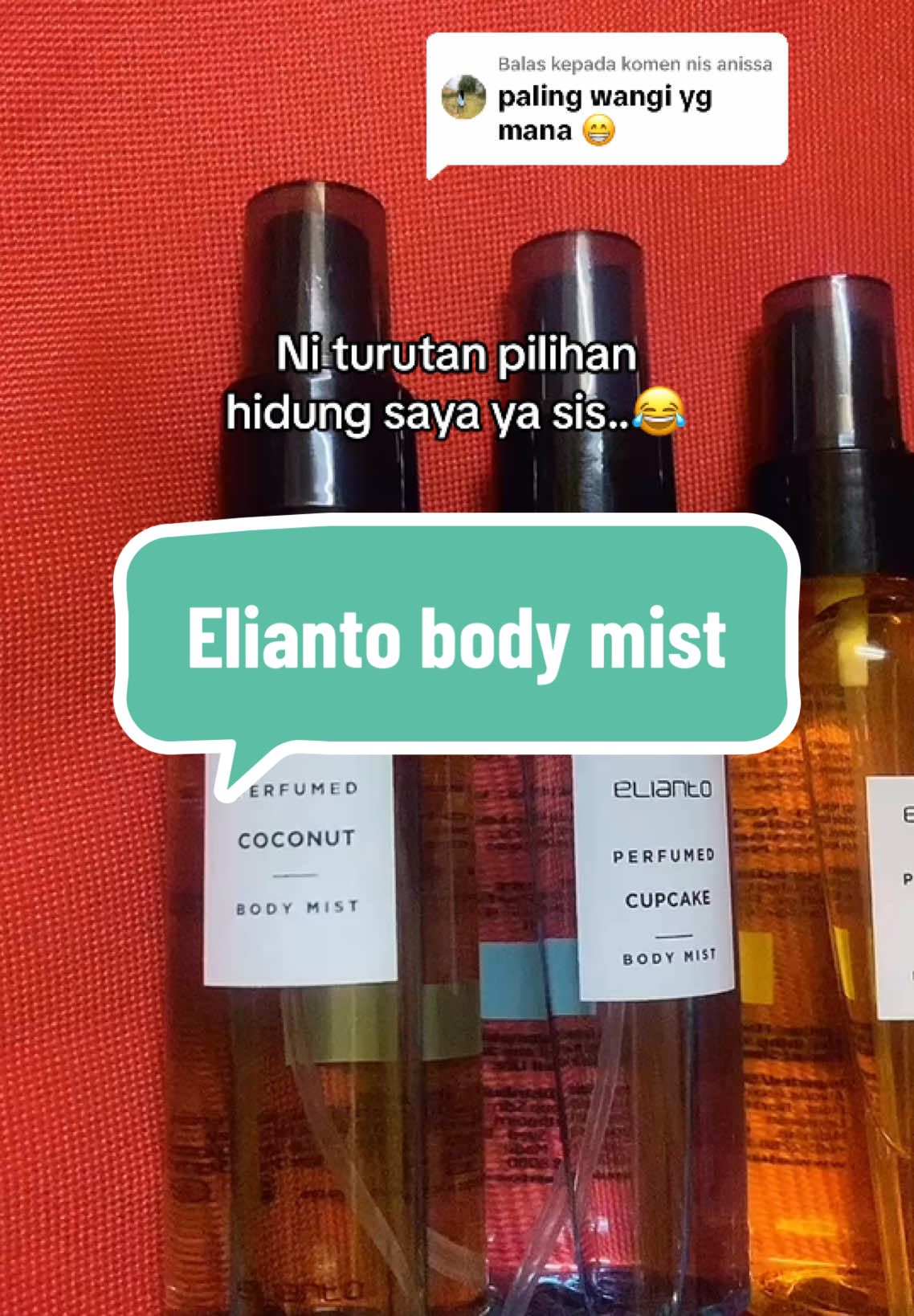 Membalas kepada @nis anissa coconutt paling laris ya..🤭.. #bodymist #elianto #eliantomalaysia #qna 