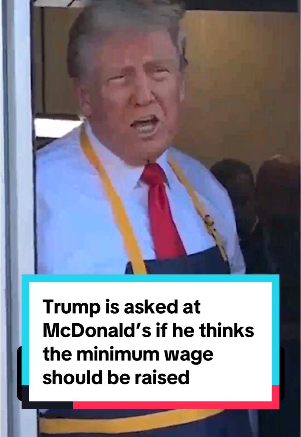 As former President Donald Trump worked at a McDonald's drive-through for a Pennsylvania campaign event Sunday, CBS News' Olivia Rinaldi asked if the experience made him think the minimum wage should be raised. The current minimum wage federally, and in Pennsylvania, is $7.25 an hour. The last federal increase was in 2009. #trump #money #mcdonalds #pa #vote 