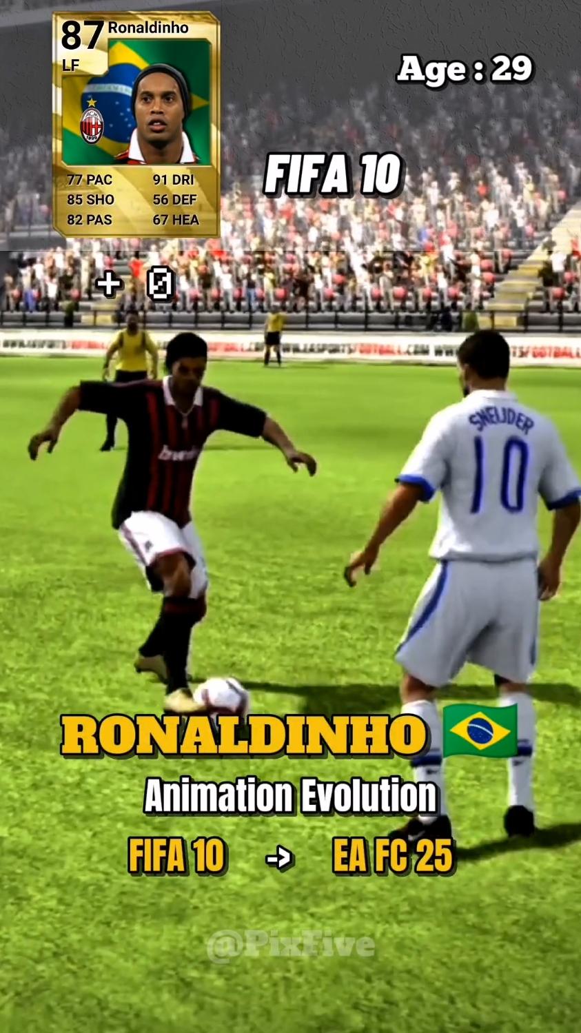 Replying to @pazdanito237 RONALDINHO Evolution In FIFA and EA FC games #ronaldinho #Fc24 #fc25 #fifa23 #Gaming 