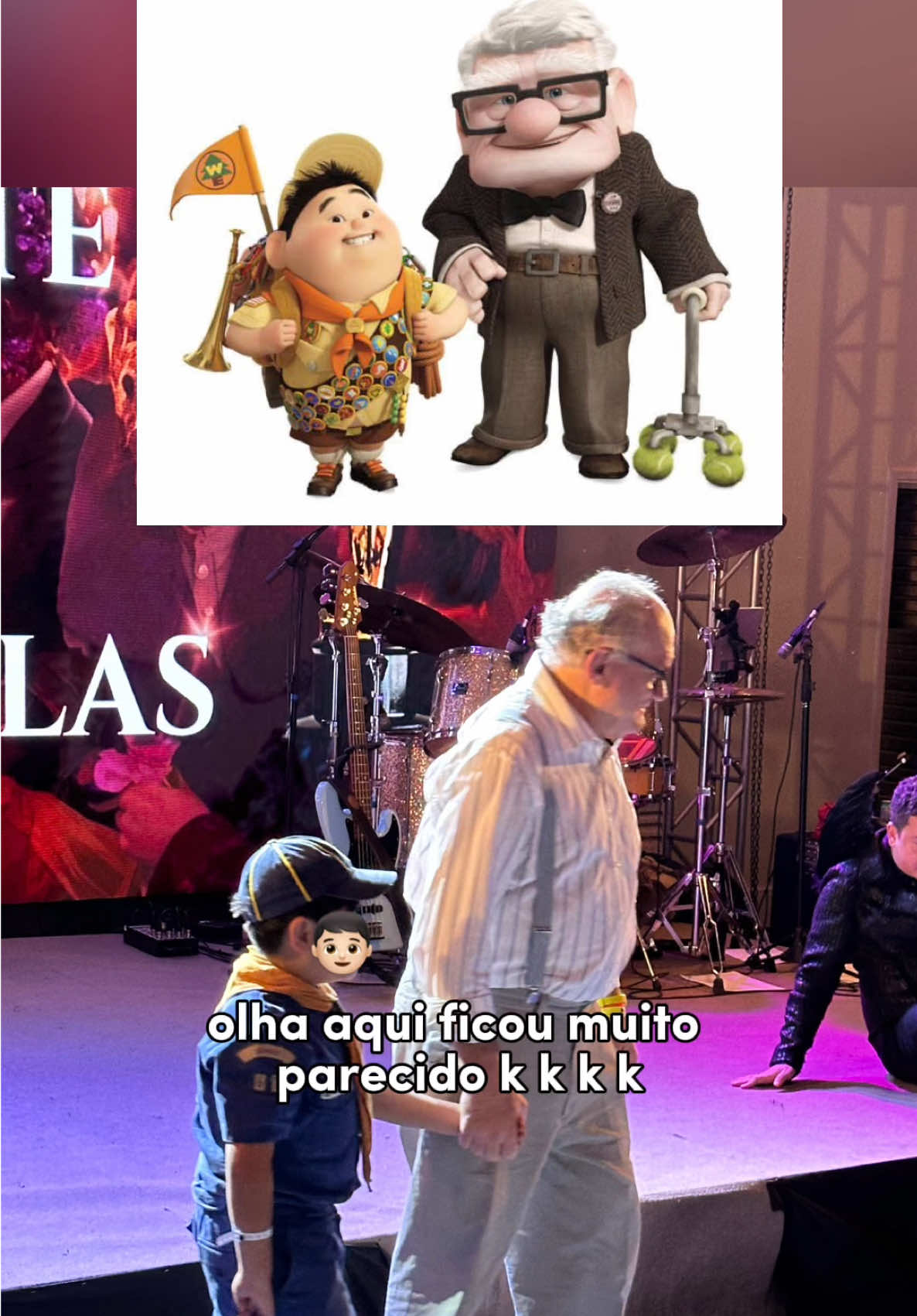 Parabéns para o primeiro lugar no concurso de fantasia! Kkkkk Meu pai é um menino de escoteiro estavam muito parecidos com os personagens de Up, daí eles participaram de última hora de um concurso de fantasias e ganharam primeiro lugar 🥇😂😂😂 #upaltasaventuras #cosplay #fantasia #familia