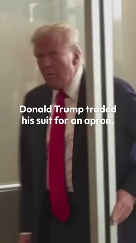 Trump takes on McDonald's! 🍔🍟 Watch as Donald Trump trades his suit for an apron in Pennsylvania, flipping fries and wishing Kamala Harris a playful happy birthday. . . . . #trump #republican #kamala #harris #democrat #mcdonalds #fyp #foryou #trending #trial #news #foryoupage  #drivethru #food 