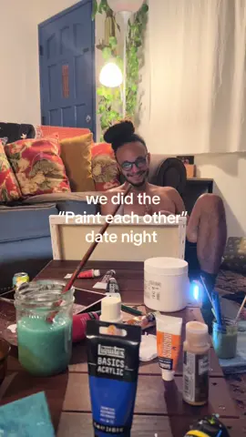 He said it was “an expression of his frustration with painting” but i think he has a future in modern art . . . #datenightideas #painteachother #marriedlife 
