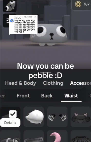 Replying to @✩ ┆ M3LAT0NIN ┆ ✩ How to be pebble:3 #roblox #dandysworld #fyp 