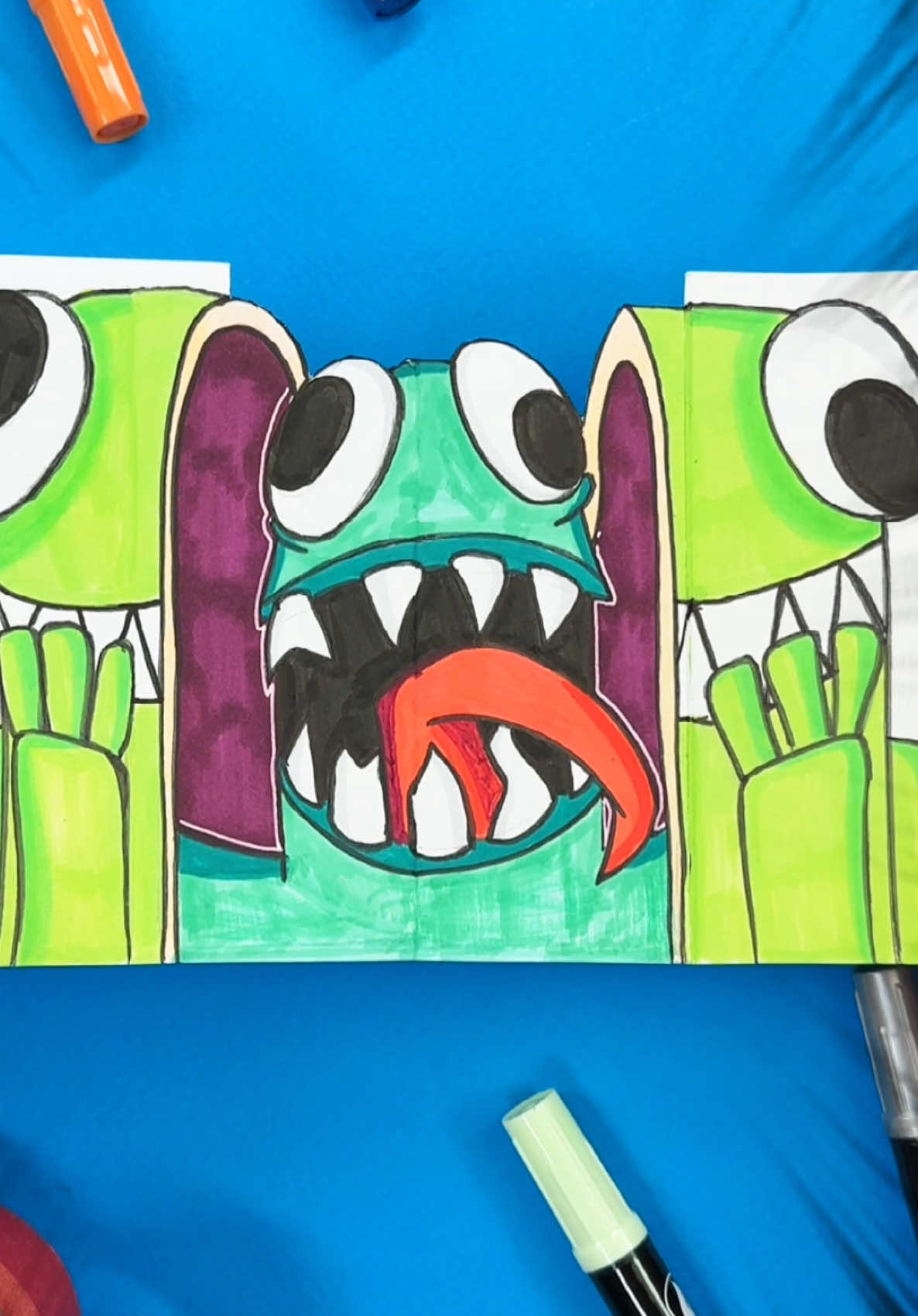 Creepiest Paper Crafts with Rainbow Green by Roblox 💚#rainbowfriends #papercraft #roblox #creepy 