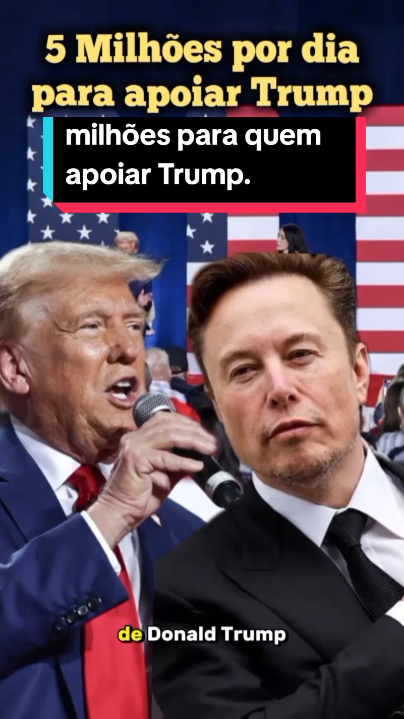 Elon Musk sorteia 5 milhões por dia para quem apoiar Trump. #elonmusk #donaldtrump #estadosunidos #eua #usa🇺🇸 #america #noticias #geopolitica #famosos #curiosidades #fatosdodia 