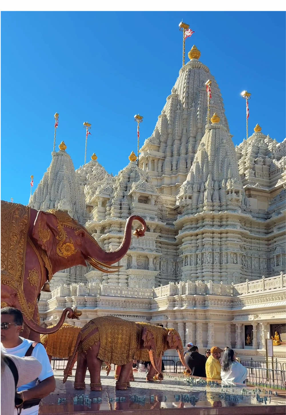 The BAPS Swaminarayan Akshardham in New Jersey is one of the largest Hindu temples outside India, covering 162 acres. Built without steel, it uses only stone and marble, hand-carved by over 2,000 artisans. The stones were sourced from various countries, including marble from Italy and Rajasthan. The temple features over 10,000 sculptures and promotes peace, spirituality, and cultural values, serving as an important cultural hub for the Hindu community in the U.S. A   #video #hindutemple #religion #USA #newjersey #fallvibes