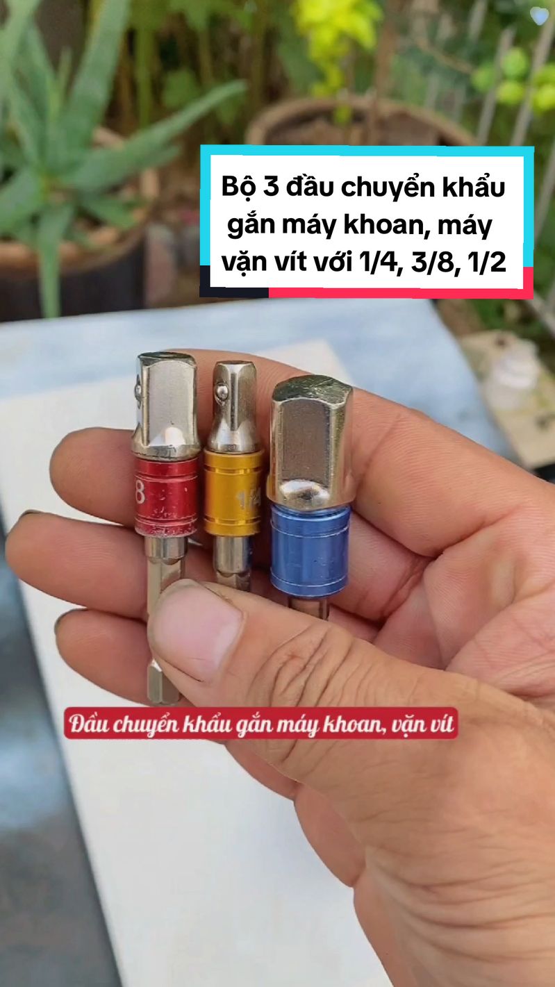 Bộ 3 đầu chuyển sang khẩu 1/4, 3/8, 1/2, gắn máy khoan, máy vặn vít, biến chuyên sang máy vặn bulong, chất liệu Crom cứng cáp, chắc chắn, bác nào cần thì có thể mua về dùng nhé, cảm ơn các bác #maykhoan #mayvanvit #maybulong #bulong #daukhau #bochuyendoi #xuhuong #fy  #dungcuchuyendoi #bodaukhau