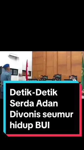 Serda Adan Divonis Penjara Seumur Hidup Kasus Pembunuhan Eks Casis Bintara Padang - Pengadilan Militer I-03 Padang menjatuhkan hukuman penjara seumur hidup dan memecat Serda Adan Aryan Marsal dari TNI AL atas kasus pembunuhan Iwan Sutrisman Telaumbanua (21), casis bintara asal Nias. Vonis yang dibacakan majelis hakim sama dengan tuntutan yang dilayangkan Oditur Militer Padang beberapa waktu lalu. 