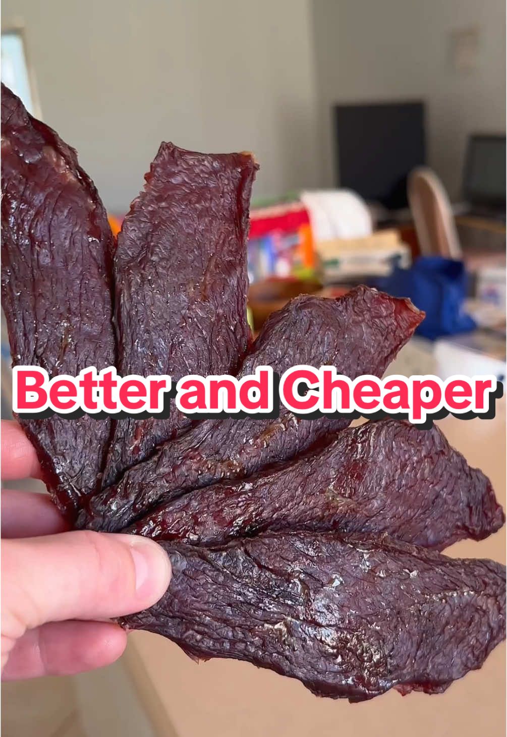 100X Cheaper than Store Bought, and 100X Better More Recipes and “how to’s” at Link in Bio 🔗 1. Preheat your oven to 70°C (160°F). 2. Slice your meat into thin strips (I used beef blade, about 0.5 - 0.3cm thick). 3. Lay the strips on a rack over a tray, so air circulates, and drippings are caught. 4. Season to taste—salt is all you really need! (I also added smoked flakey salt) 5. Pop them in the oven for 3 and a half hours (adjust time based on thickness). *Tip* - Use some aluminium foil to prop the oven open to help airflow for drying 6. Let cool, zip-lock it, and stash it in a cool, dry place. #BeefJerky #NoDehydrator #ProteinSnack #FoodieLife #MealPrepIdeas #HealthyLiving #SnackGoals #LowCarbLifestyle #DIYJerky #Carnivore #Carnivorediet