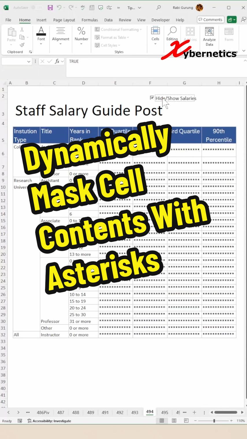 Dynamically mask cell contents with Asterisks  #microsoft #excel #exceltips #exceltricks #tips #tipsandtricks #googlesheet #fypシ゚viral 