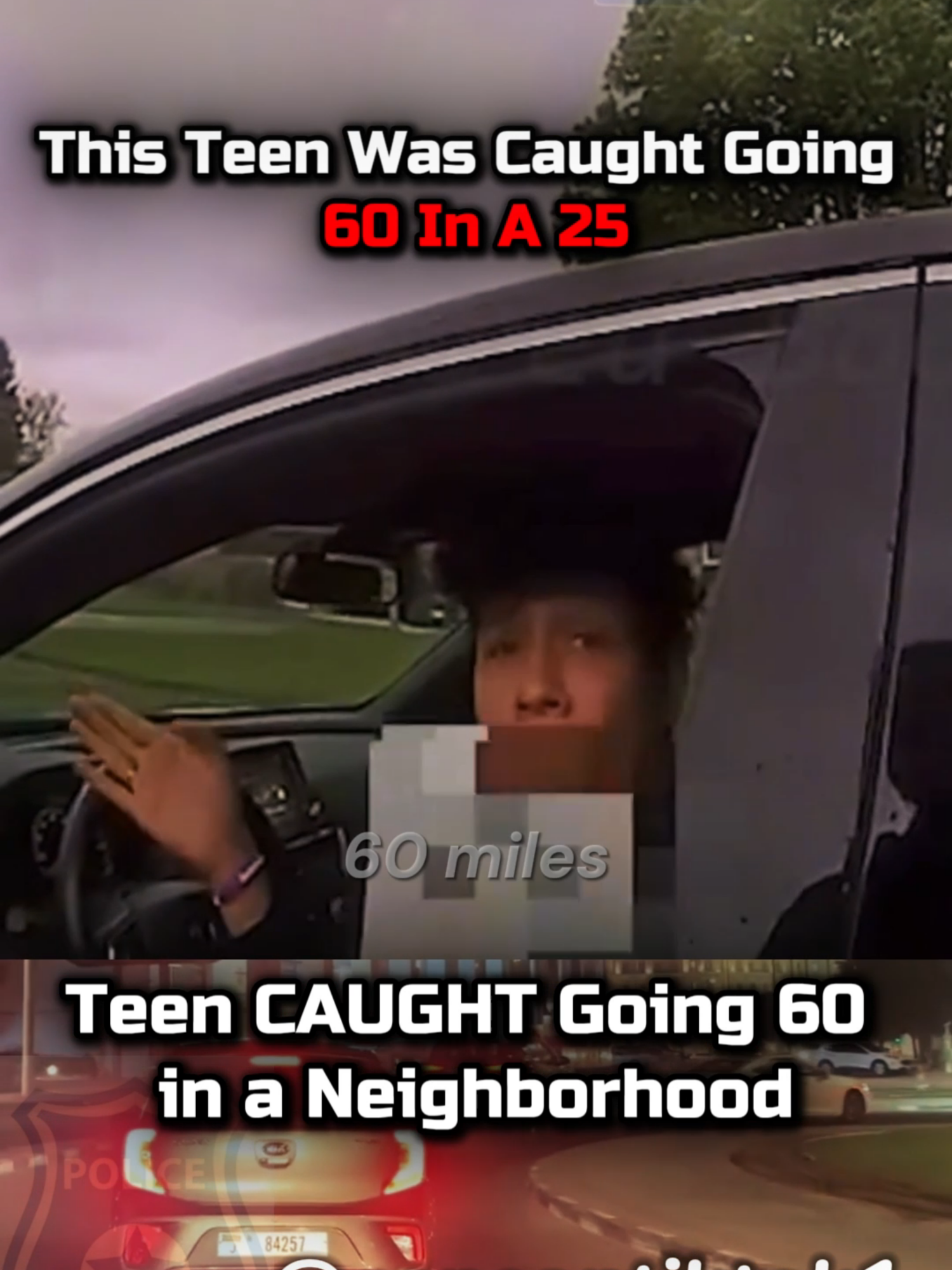 This teen was caught going 60 in a 25 #speeding #pulledover #cops