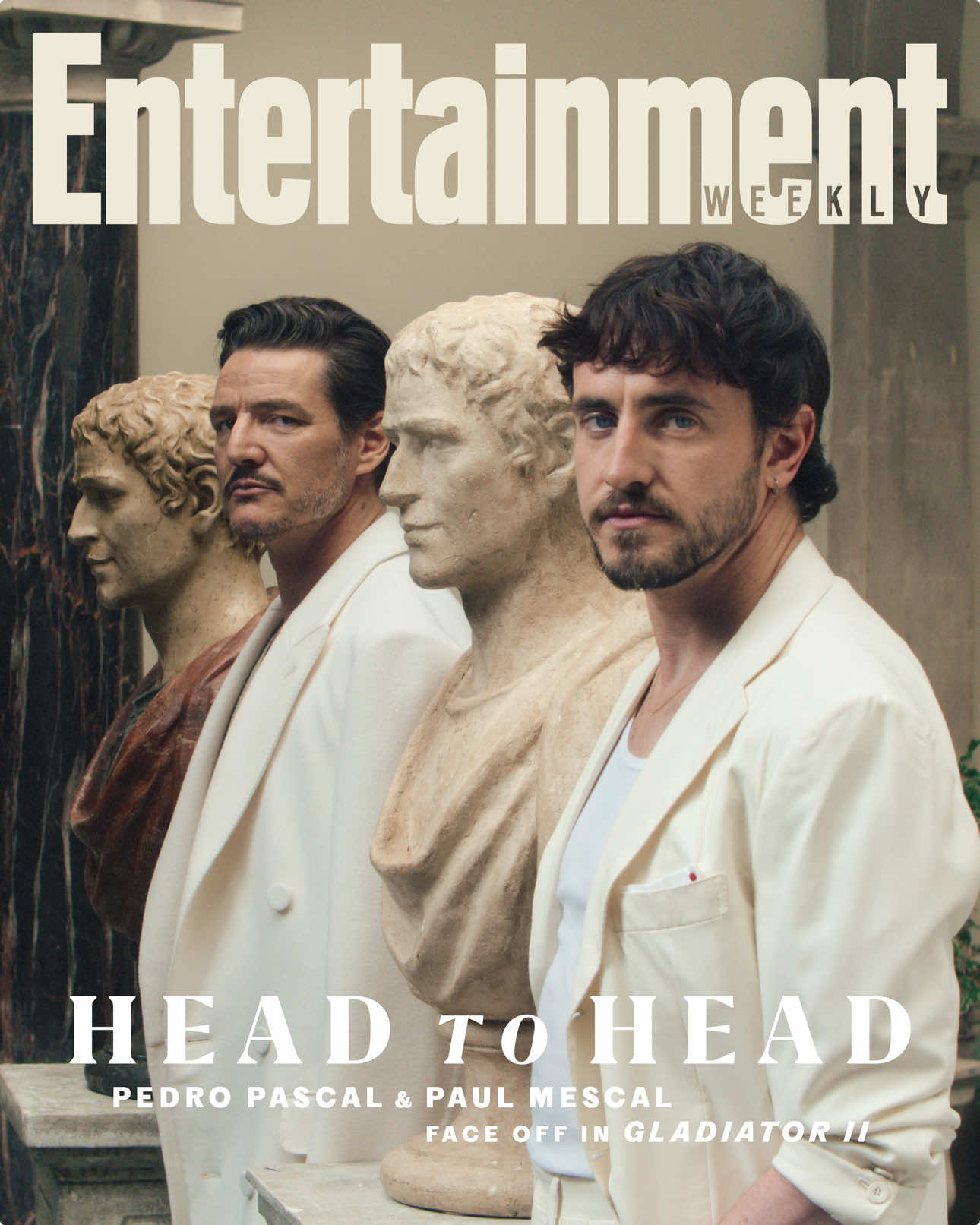 Get ready to see #PaulMescal and #PedroPascal face off! The pair will enter the arena as Lucius Verus and Marcus Acacius in #GladiatorII to entertain us all. Prepare for the epic sequel with director Ridley Scott and the cast in our latest cover story.