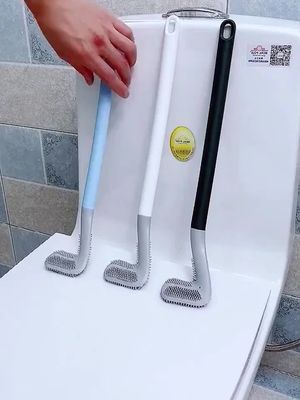 Bàn chải toilet treo tường, đầu bàn chải bằng silicon mềm có thể làm sạch các khe cạnh bồn cầu