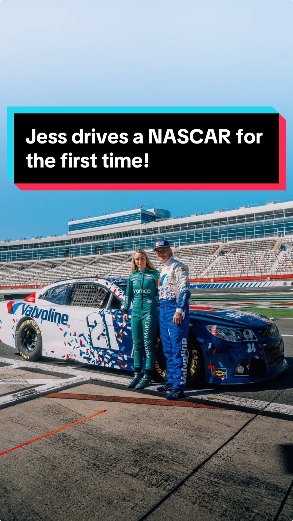 @Jessica Hawkins joined @Valvoline VN and NASCAR Legend Jeff Gordon to get behind the wheel and pilot a NASCAR for the very first time. 🔥 #Motorsport #nascar @Hendrick Motorsports 