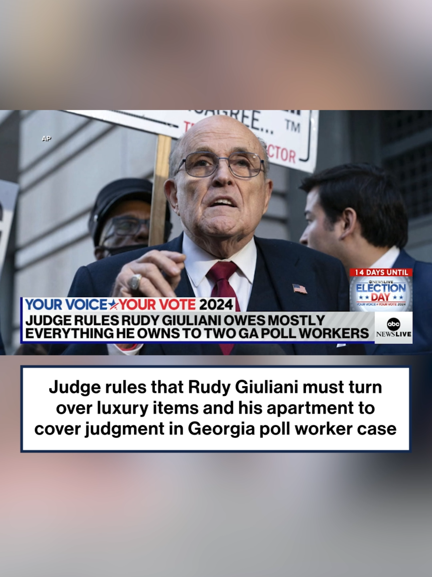 Rudy Giuliani has seven days to turn over luxury items and shares of his New York City co-op apartment to cover much of what he owes to two Georgia poll workers he defamed in 2020, a federal judge ruled Tuesday. Giuliani must transfer all personal property 