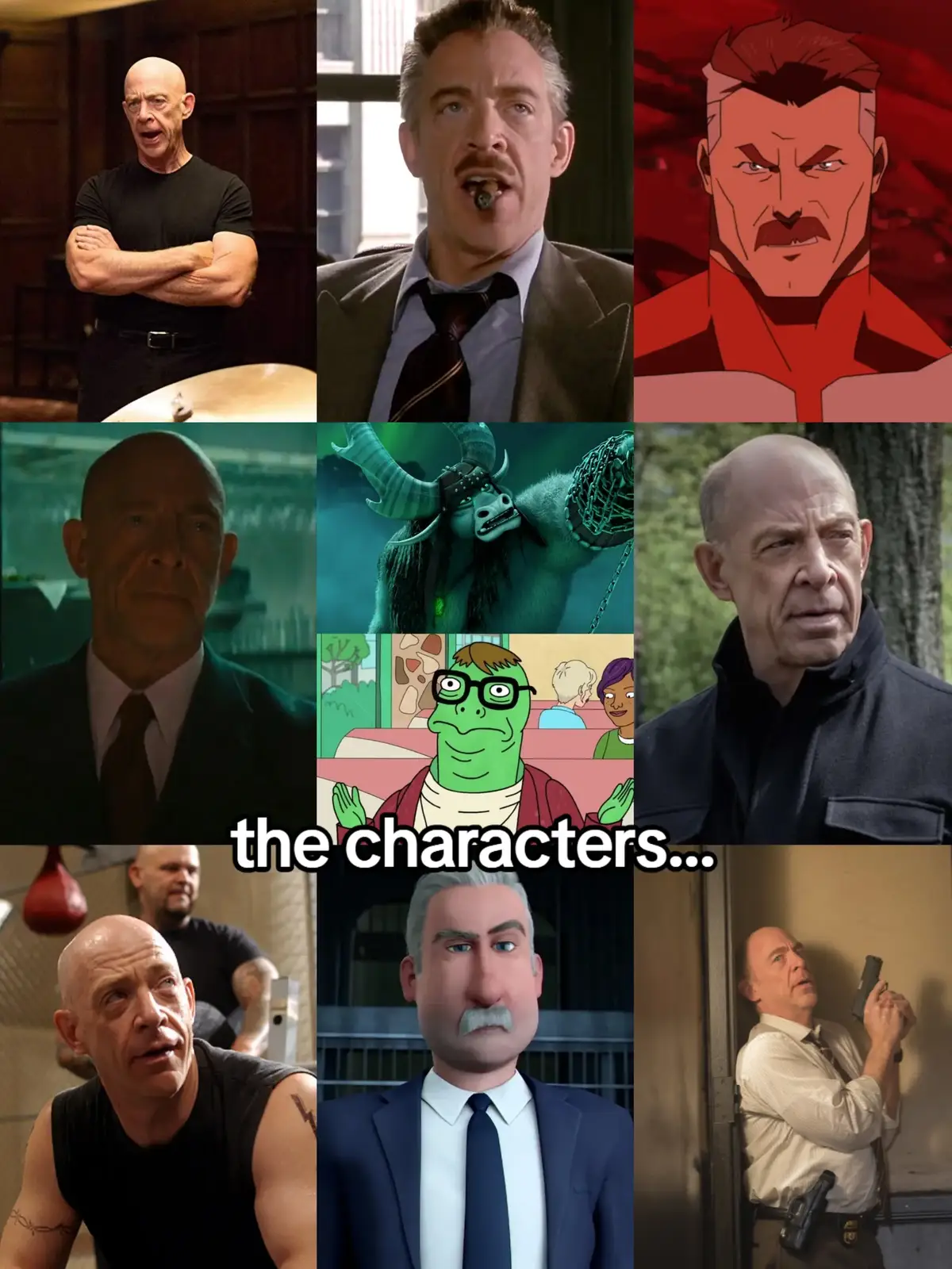 #jksimmons #whiplash #terencefletcher #spiderman #jonahjames #invincible #omniman #theaccountant #rayking #lalaland #bill #counterpart #howardsilk #oz #vernon #kungfupanda #kai #bojackhorseman #lenny #megamind #warden 