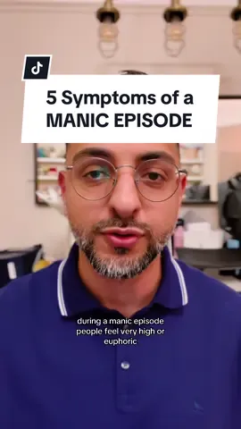 5 key symptoms of a manic episode.  Elevated mood is more than just feeling good—it’s an intense, almost invincible euphoria, even when things aren’t going well.  Pressured speech is another sign, where the individual talks rapidly and can’t be easily interrupted. This often accompanies flight of ideas, where their thoughts race, jumping from one topic to another without clear connections.  Grandiose delusions are also common, where they believe they have extraordinary abilities or are destined for greatness, far beyond normal confidence.  Lastly, there’s a reduced need for sleep—they may function on minimal rest for days, yet remain highly energetic, though this state is unsustainable and dangerous.  #mania #manic #bipolar #MentalHealth #psychiatry #psychiatrist 