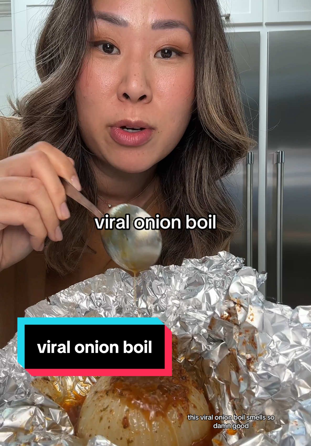 VIRAL ONION BOIL 🧅 if you love a seafood boil and you love onions, you will definitely love this.  viral recipe from: @Doll_Mimi & @Big Papa Hannah 💛 ingredients & instructions ⬇️:  2 sweet onions 3tbsp unsalted butter Old Bay Tony’s Creole smoked paprika minced garlic parsley cut off top and ends of onion. I prefer cutting them like a blooming onion.  drizzle on seasoning & wrap in foil.  bake at 375 for 1 hour and enjoy 🧅✨ #onionboil #viralfood #seafoodboil 