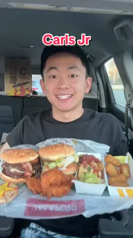 Trying Everything From @Carl’s Jr. 🔥 #food #Foodie #foodreview #burger #fries #mukbang #asmr #fastfood #fyp #carlsjr #tastetest #eating 