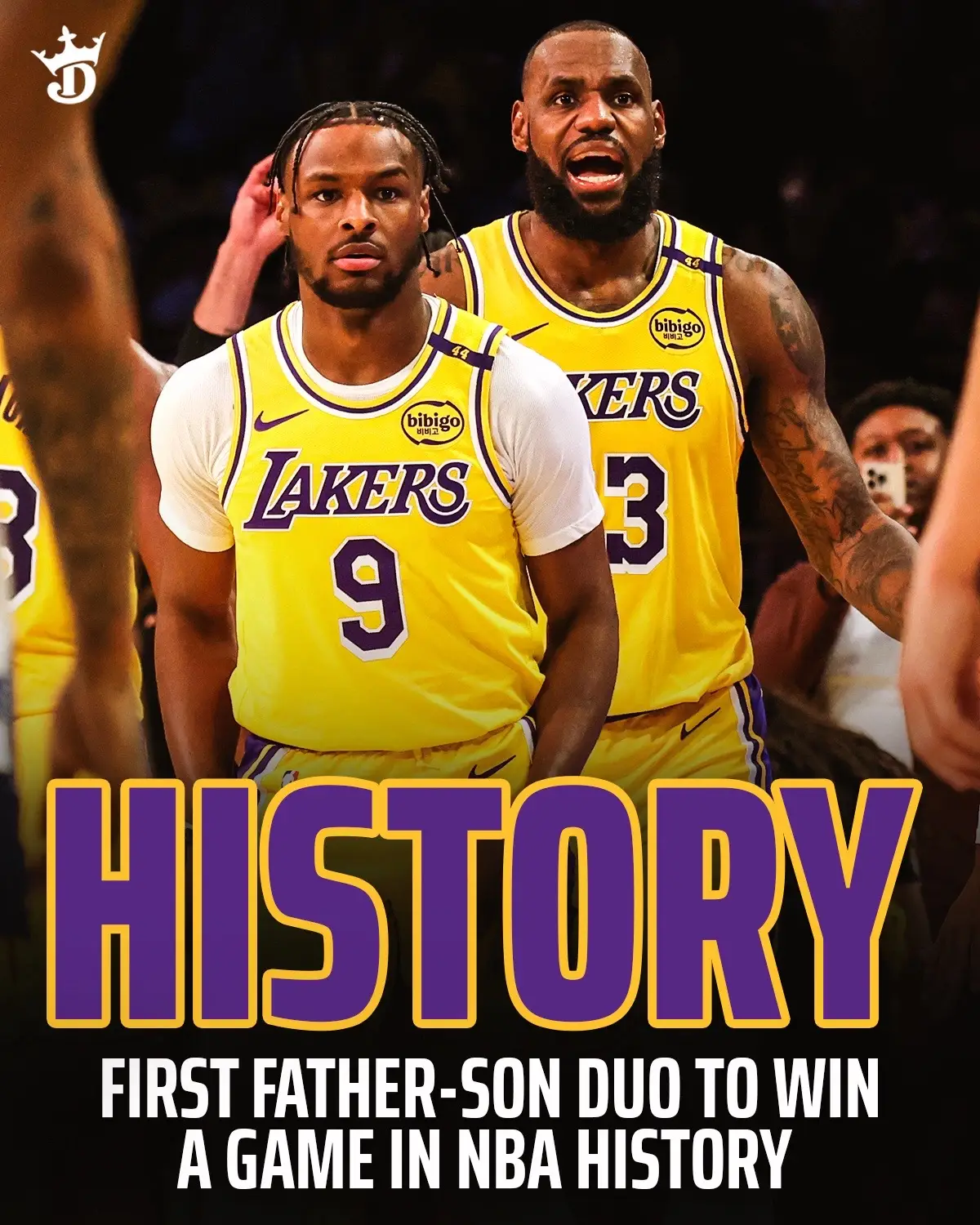 For the first time ever, Lebron & Bronny James make history as the first father/son duo to not only play in the NBA, but ALSO the first to win an nba game playing together. What a moment 🥹👏 #lebron #lebronjames #bronny #bronnyjames #NBA #nbahighlights #nbahistory #fatherandson 