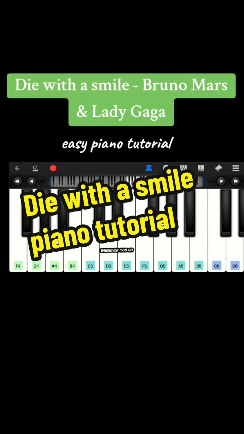 Die with a smile - Lady Gaga & Bruno Mars | Easy piano tutorial #creatorsearchinsights #CapCut #diewithasmile #diewithasmilepiano #ladygagaandbrunomars #piano #fypviral #viral #fyp 