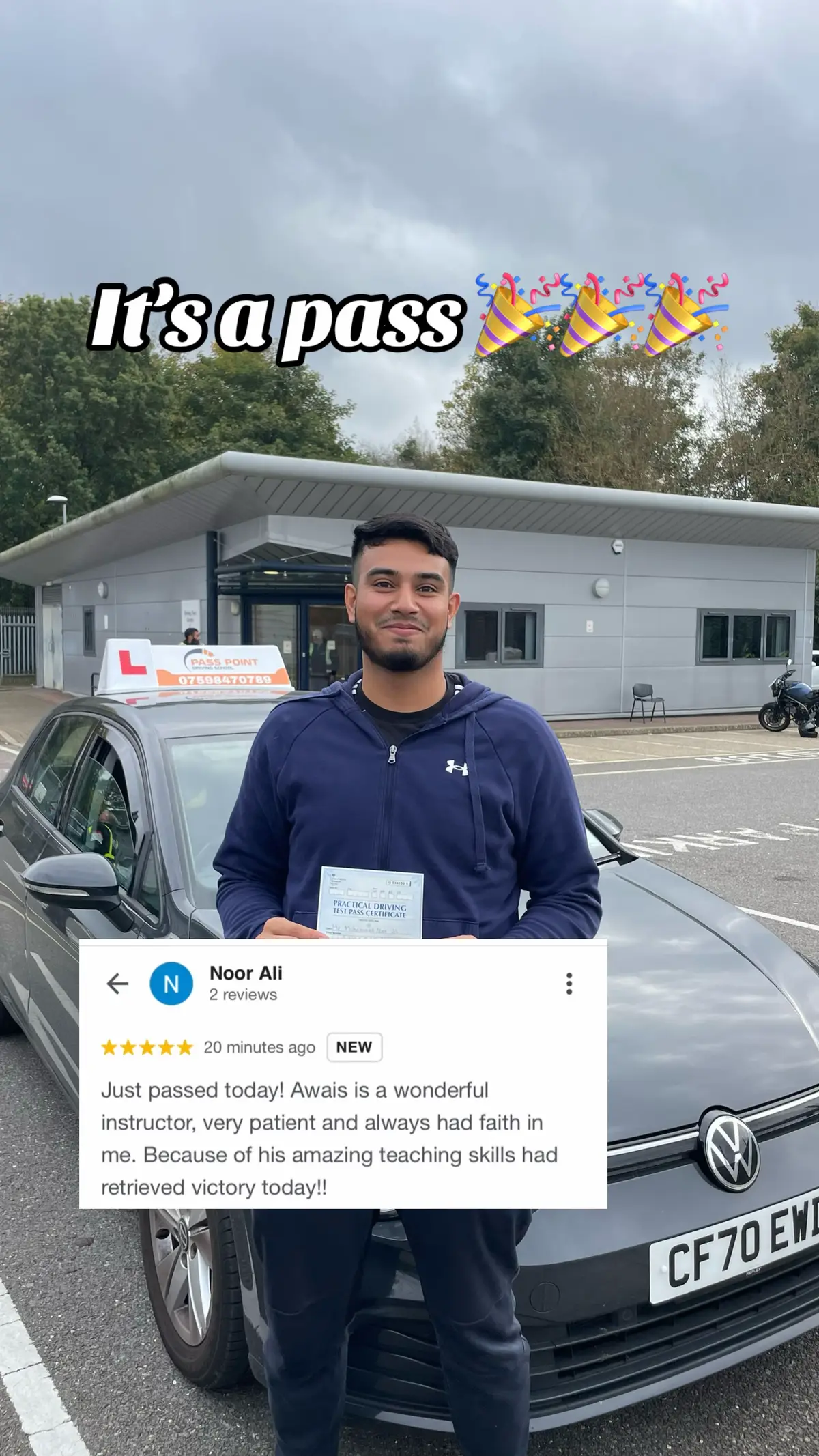 Congrats to Muhammad Ali on passing his test today at Uxbridge test centre. Just 3 minors, what a wonderfull drive #fyp #foryou #drivinglessons #drivingtest #drivinginstructor #drivinglicence #xyz #viral 