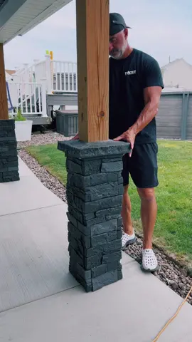 Faux stone cap on pillars! #outdoor #backyardvibes #DIY 