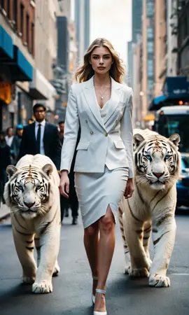 Cat walk with white tigers  #viral_video #trendingvideo #foryoupage❤️❤️ #fyp #tiger #catwalk #ai #unitedkingdom 