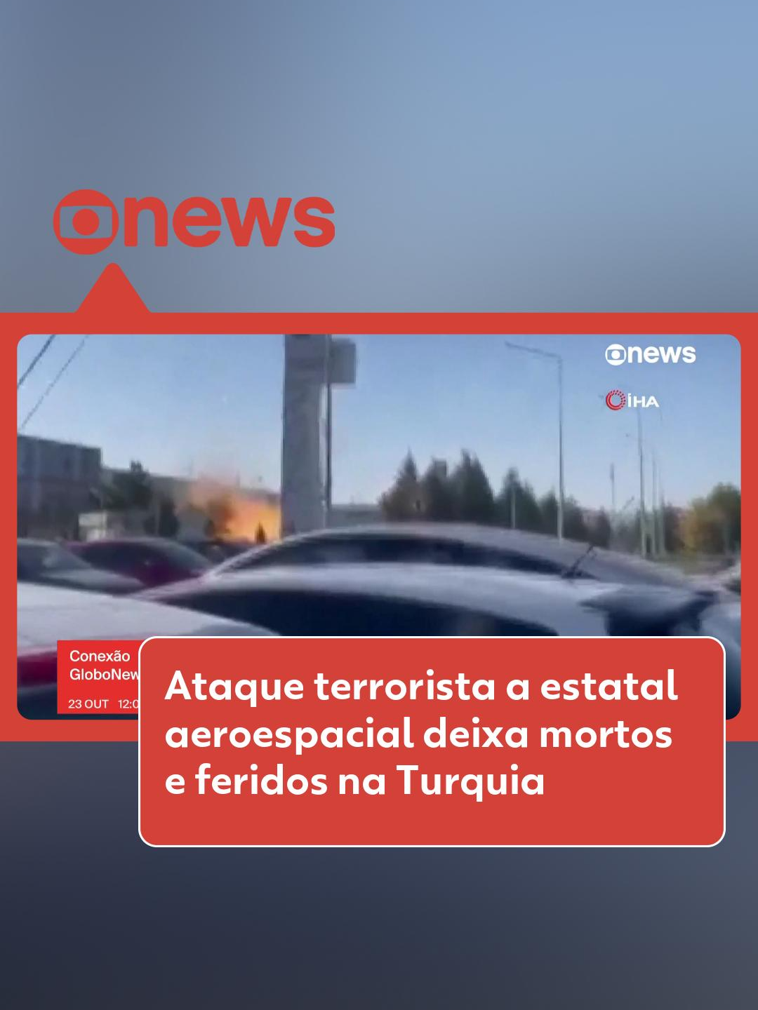 Explosões e tiros foram ouvidos nas instalações da Indústria Aeroespacial da Turquia em Ancara nesta quarta-feira (23), segundo a mídia local. O ministro do Interior da Turquia, Ali Yerlikaya, disse que se trata de um ataque terrorista na empresa estatal que deixou três mortos e 14 feridos. Dois terroristas foram neutralizados, segundo o ministro. Já o prefeito da província de Kahramankazan, nos arredores de Ancara, disse à televisão estatal turca que o atentado deixou três mortos e cinco feridos. Saiba mais no #g1. #turquia #aeroespacial