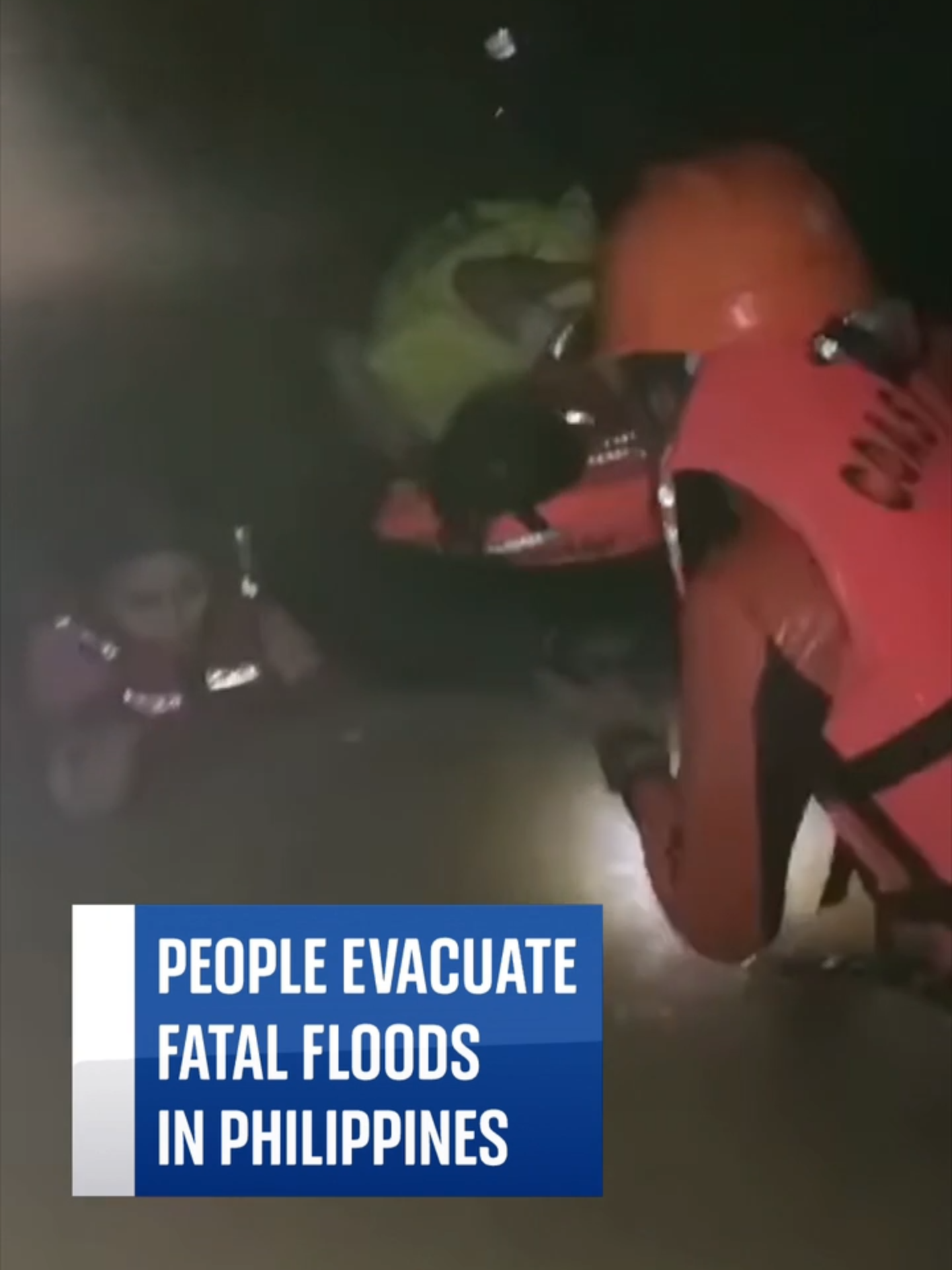 Rescue workers helped evacuate people from fatal floods, as a storm approaches the Philippines. Tropical Storm Trami has triggered torrential rain #StormTrami #Philippines #Rescue