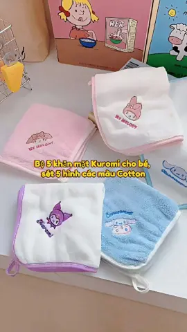 Bộ 5 khăn mặt Kuromi cho bé, sét 5 hình các màu #khanmat #xuhuongtiktok #xuhuong #hot2024 #khăn#khănmatdanang #trumdogiadung 