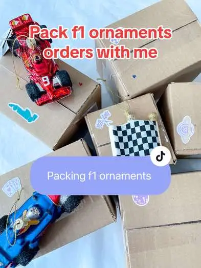 Packing @By Megs F1 ornaments 🏎️🎄  #f1girl #f1women #mexicogp #f1gifts #f1christmas #christmascountdown  