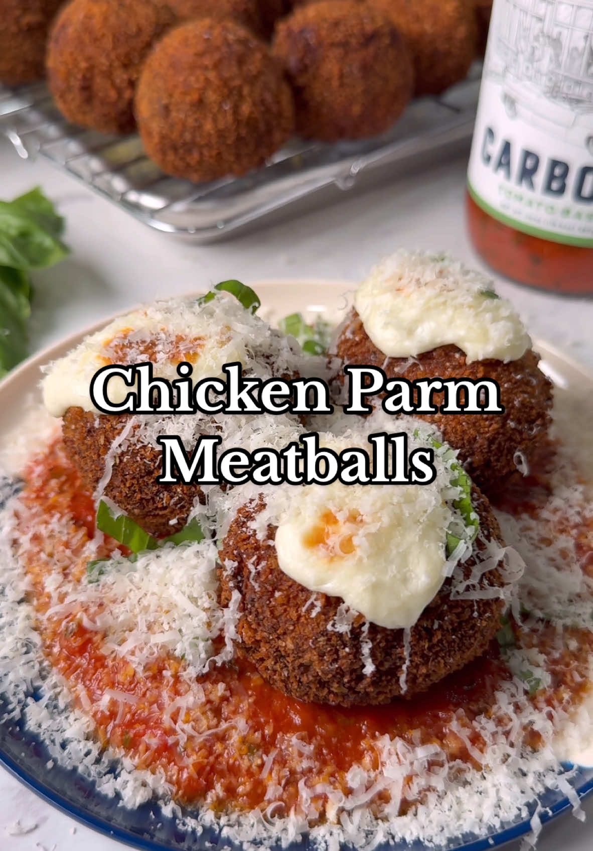 Chicken Parm Meatballs! Tried the @CarboneFineFood Tomato Basil sauce & it might be my new favorite! 🤤🔥 #freddsters #letsmakeit #Chicken #Parmesan #Meatballs #ChickenParmesan #Carbone #cooking #Recipe #italian #american 