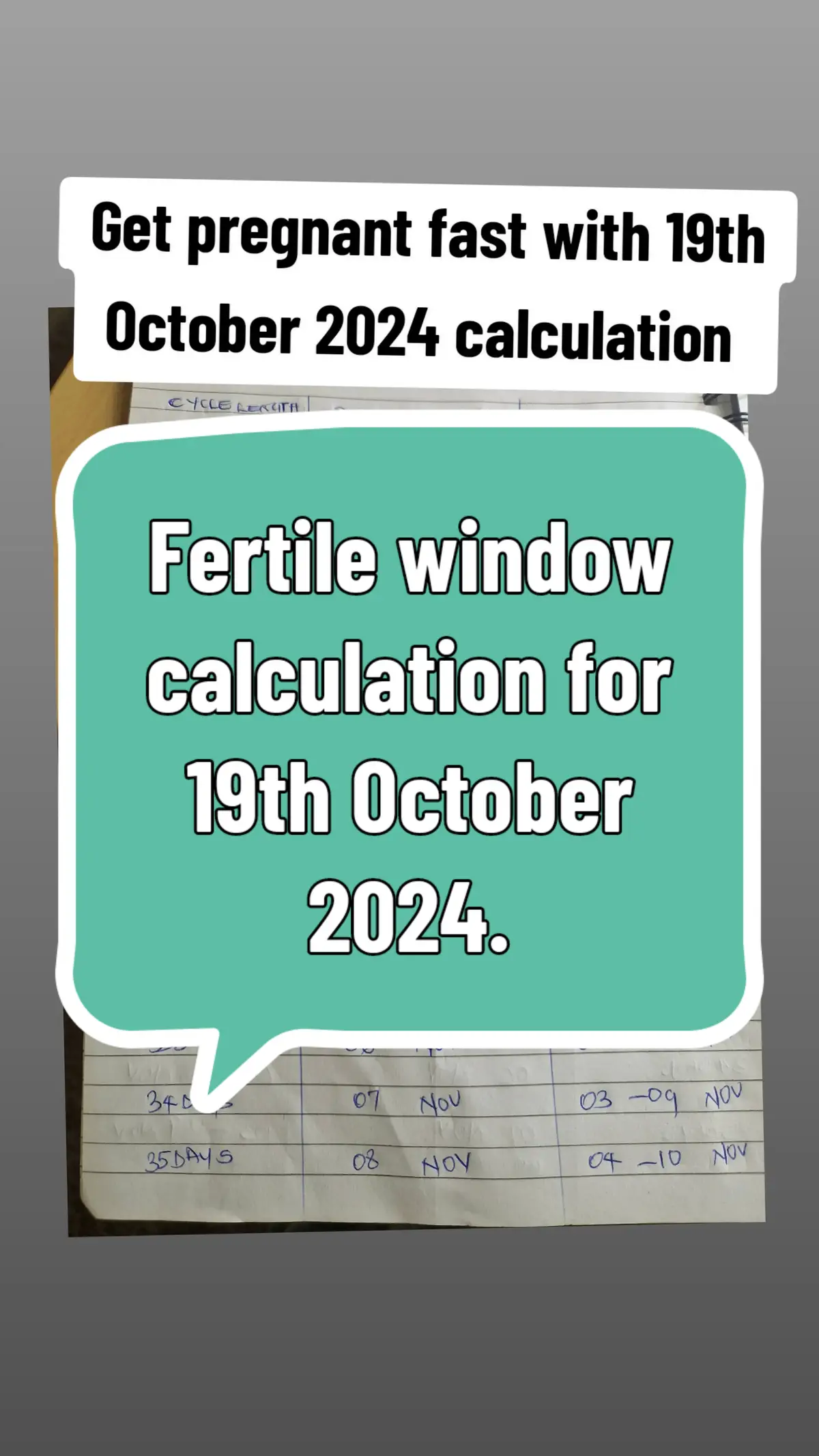 First day of period 19th October 2024, If this is your date, You can find your ovulation day as well as fertile window here. this will help you to get pregnant this cycle. #pregnancy #wongonation #celebritysonographer #goviral