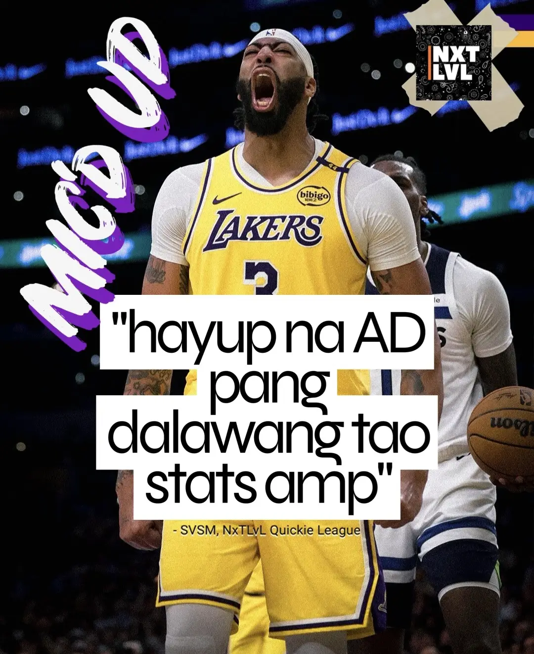 We bring you #NxTLvLMicdUP 🎙️ This will feature comments from our #FantasyBasketball league chats.  NxTLvL MIC’D UP:  Fantasy Basketball comments that echoes the sound of the game 🔊 #AnthonyDavis #AD #Lakers 