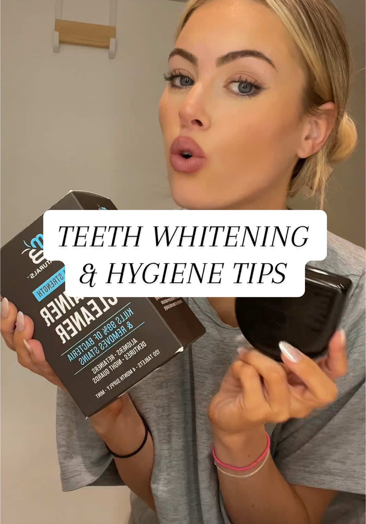 My recipe for success 🦷🪥 1. Sensodyne extra whitening toothpaste 2. Crest whitening strips 3. Floss 4. Drink coffee & soda through a straw!! 5. Clean your retainer!!! 6. Use a tongue scraper 