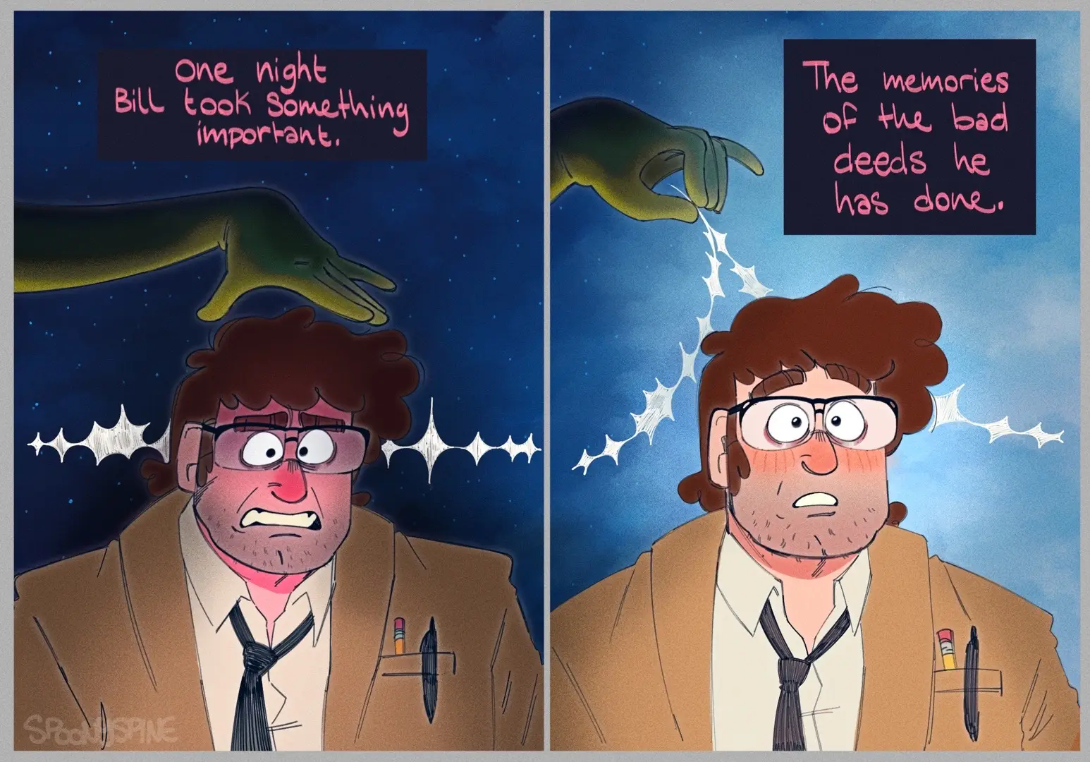 I remembered that bill can take away fords memories bc of the book of bill….SO I DID A LIL COMIC…even tho this took me so long ough!  #gra#gravityfallsr#fordpinesl#billcipherl#billfordgravityfallsfanart #fyp #artistoftiktok 