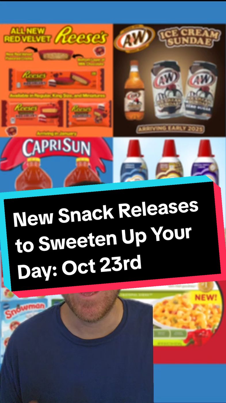 The Year of the Snack continues with some more amazing releases with some really sweet items to kick of 2025! I'm very excited about the Red Velvet Reese's cups and that Nestle Tollhouse from @Coffee mate  is calling me to it! Always a fan of all the Pillsbury Christmas offerings and I need to find the Candy Cane dough and then the A&W Ice Cream Sundae soda... just get in my belly now! The pouches are not going anywhere, but Capri Sun is bringing new 64oz bottles to retailers nationwide and you can wash all that sweetness down with the new Bob Evans Queso Macaroni and Cheese! Which releases are you looking forward to trying? #snack #snacks #newsnacks #reeses #caprisun #coldfoam #cookies #FoodTok #coffeemate #rootbeer 