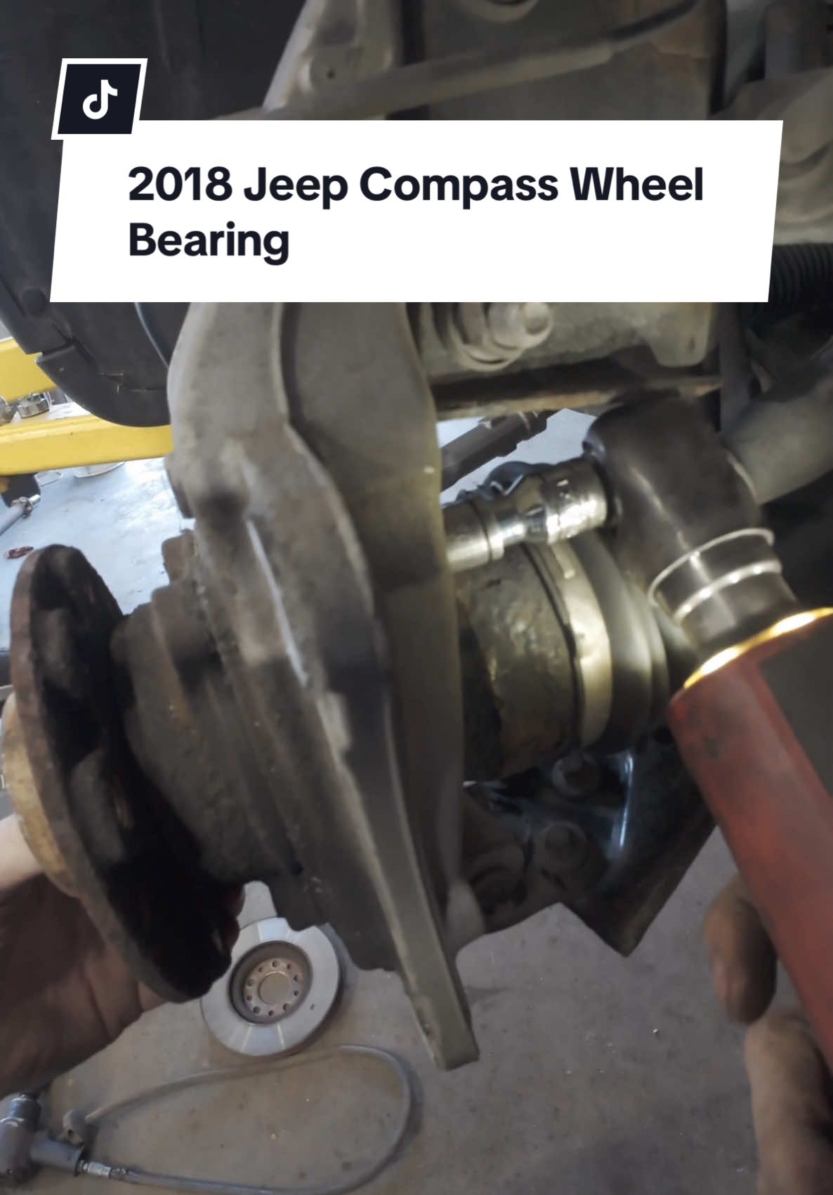 POV of replacing a wheel bearing on 2018 Jeep Compass #mechanic #mechanicsoftiktok #tech #fyp #snapon #matcotools #cars #automotive #automotivetechnician #pov #jeep #jeepcompass #wheelbearing #wheel #brakes #dodge #chrysler 