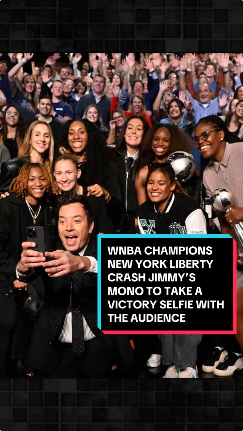 @WNBA Champions @nyliberty crash Jimmy’s monologue to take a victory selfie with the audience! #FallonTonight #TonightShow #WNBA #Liberty #Basketball #JimmyFallon 