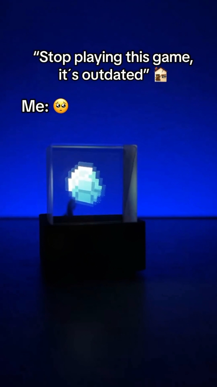 no, it's not 😎#minecraftmemes #fyp #holographic #desksetup #cybercube #gamer #hologram #dragonballz #animetiktok 