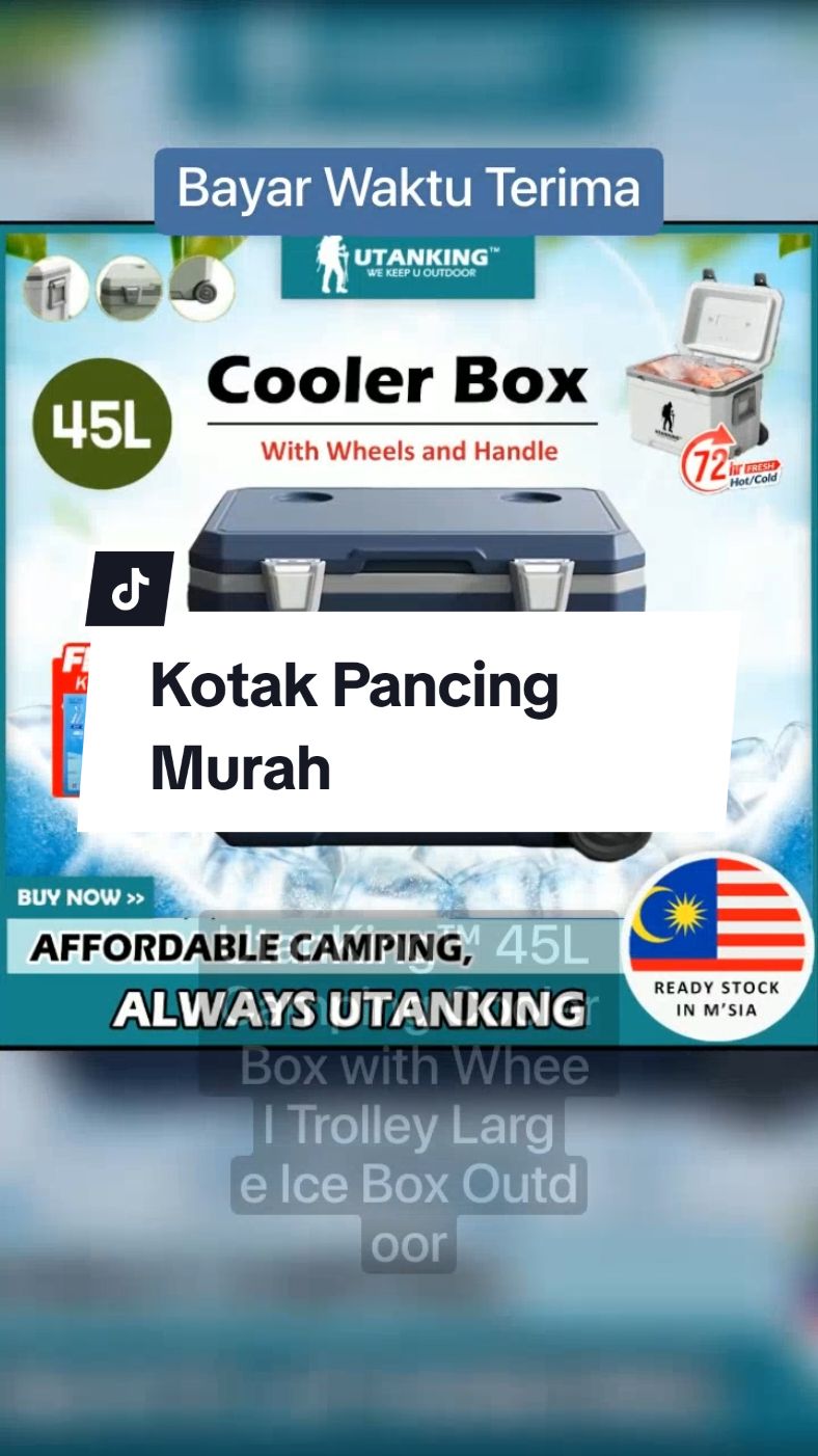 UtanKing™ 45L Camping Cooler Box with Wheel Trolley Large Ice Box Outdoor Fishing Food Storage Kotak Ais Batu Memancing Harga turun kepada hanya RM225.30! #utanking #campingcoolerbox #wheeltrolley #icebox #fishingbox #foodstorage #kotakaisbatu #kotakpancing #kotakpancingmurah #murah #fypシ #trending #tiktokmalaysia #fyp #coolerbox 