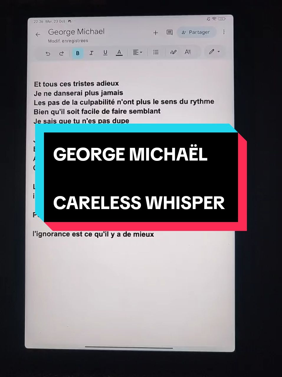 George Michael - careless Whisper #georgemichael #georgemichaelcarelesswhisper #carelesswhisper #musique #traductionfrancaise #francais #paroles #traduction 