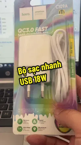 Bộ sạc Hoco C109A sạc nhanh QC3.0 18W cho iphone, type c , micro bảo hành 12 tháng#xuhuongtiktok #taphoareview #phukiendienthoai 