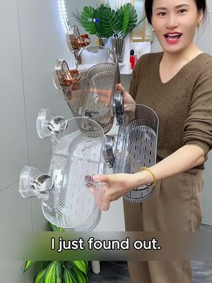This suction cup style storage rack is very practical whether installed in the bathroom or kitchen