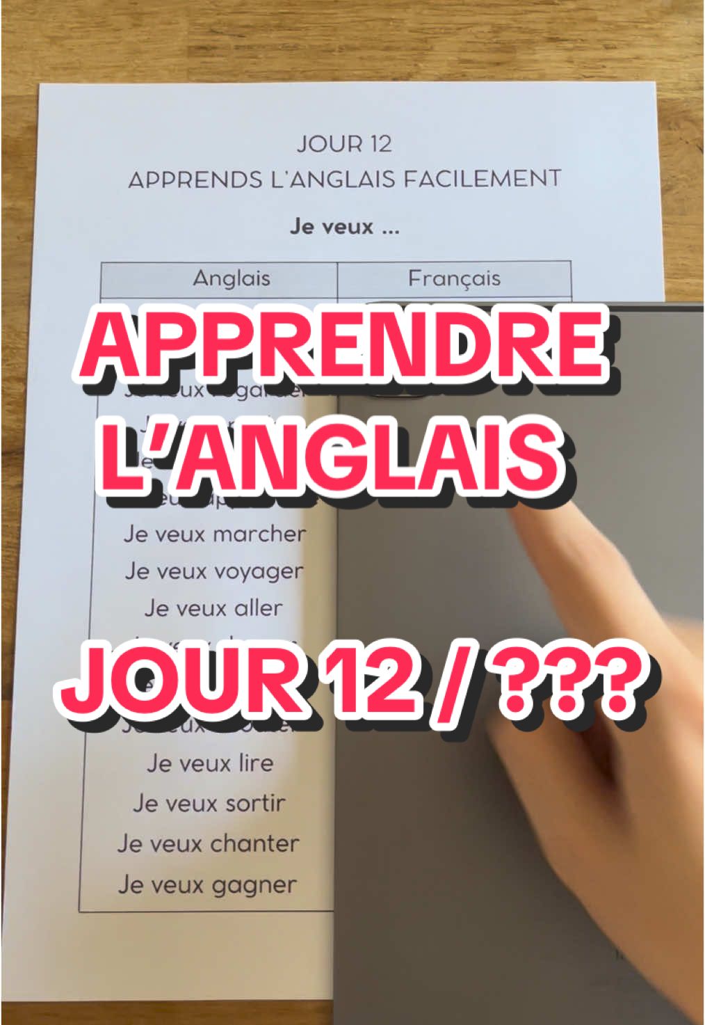 Jour 13 pour apprendre l’anglais facilement ! On apprend a dire « je veux… ».  Dis moi ton score en commentaire ! Petite leçon d’anglais, afin d’apprendre la conjugaison anglaise ! #apprendresurtiktok #apprendrelanglais #angleterre 